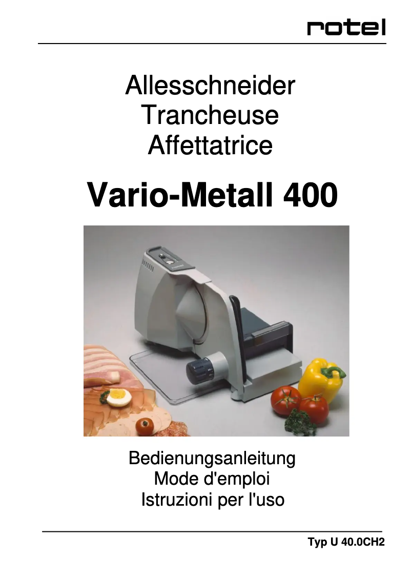 Page 1 de la notice Manuel utilisateur Rotel Vario-Metall 400
