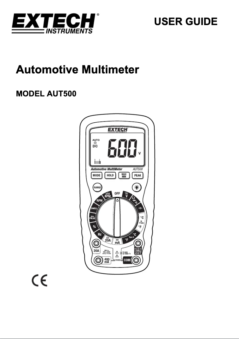 Page 1 de la notice Manuel utilisateur Extech AUT500