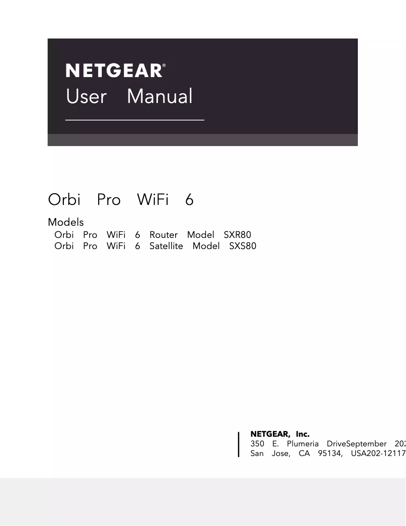 Page n°1 - Manuel utilisateur Netgear Orbi Pro WiFi 6 SXS80