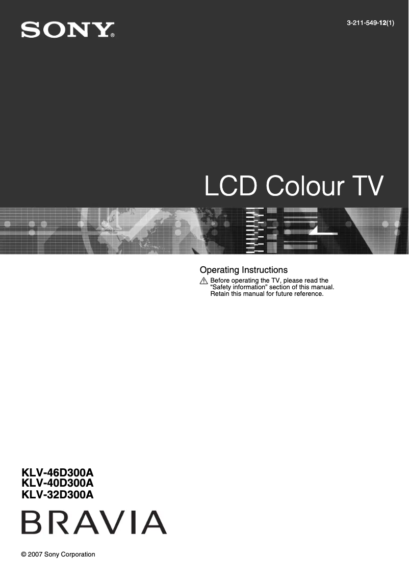 Page n°1 - Manuel utilisateur Sony Bravia KLV-46D300A