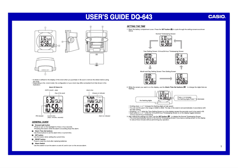 Image de la première page du manuel de l'appareil DQ-643