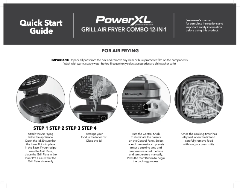 Image de la première page du manuel de l'appareil Grill Air Fryer Combo 12-in-1 MFC-AF-6C