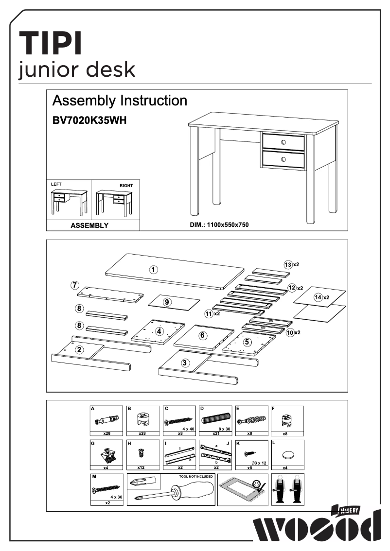 Page 1 de la notice Manuel utilisateur WOOOD Tipi