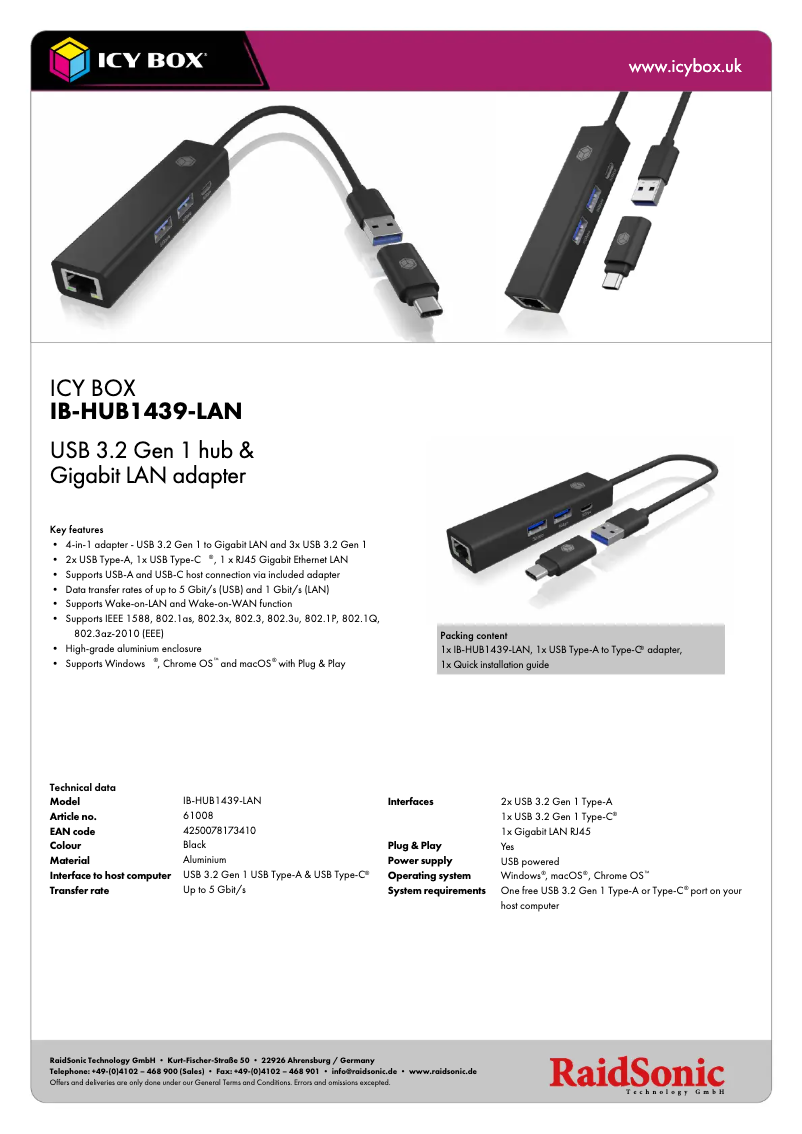 Image de la première page du manuel de l'appareil IB-HUB1439-LAN