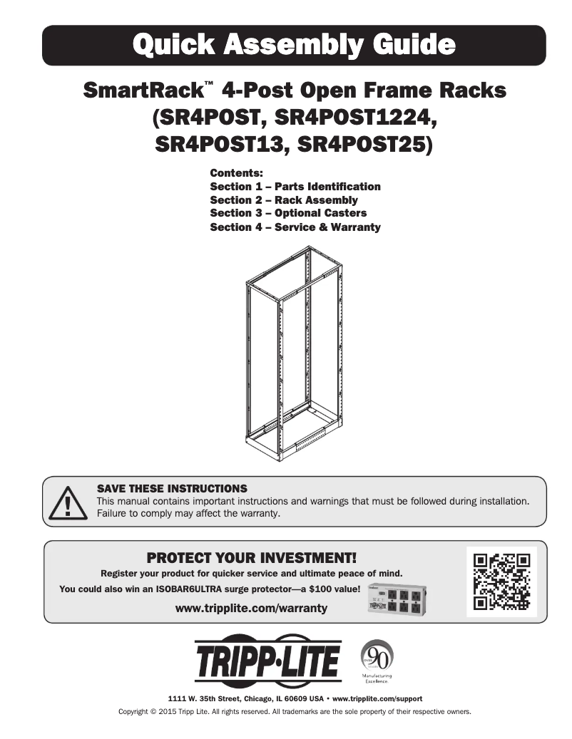 Página 1 del manual Manual de usuario Tripp Lite SmartRack SR4POST25