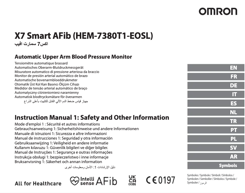 Página 1 del manual Manual de usuario Omron X7 Smart AFib HEM-7380T1-EOSL
