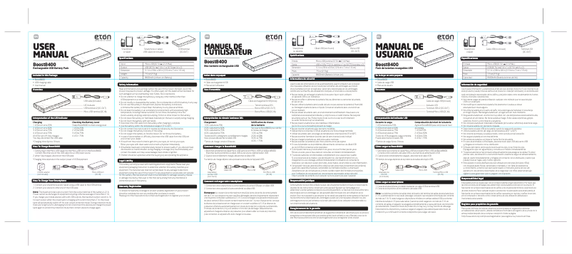 Page 1 de la notice Manuel utilisateur Eton Boost 8400