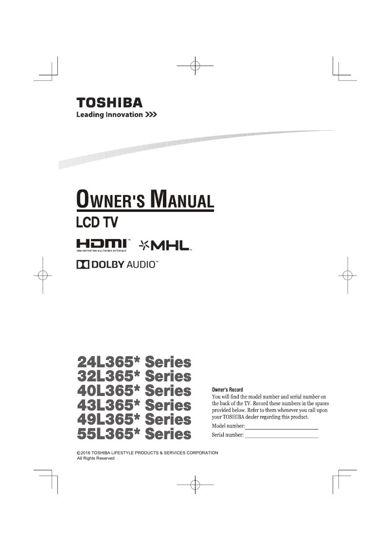 Page n°1 - Manuel utilisateur Toshiba 32L3650VM