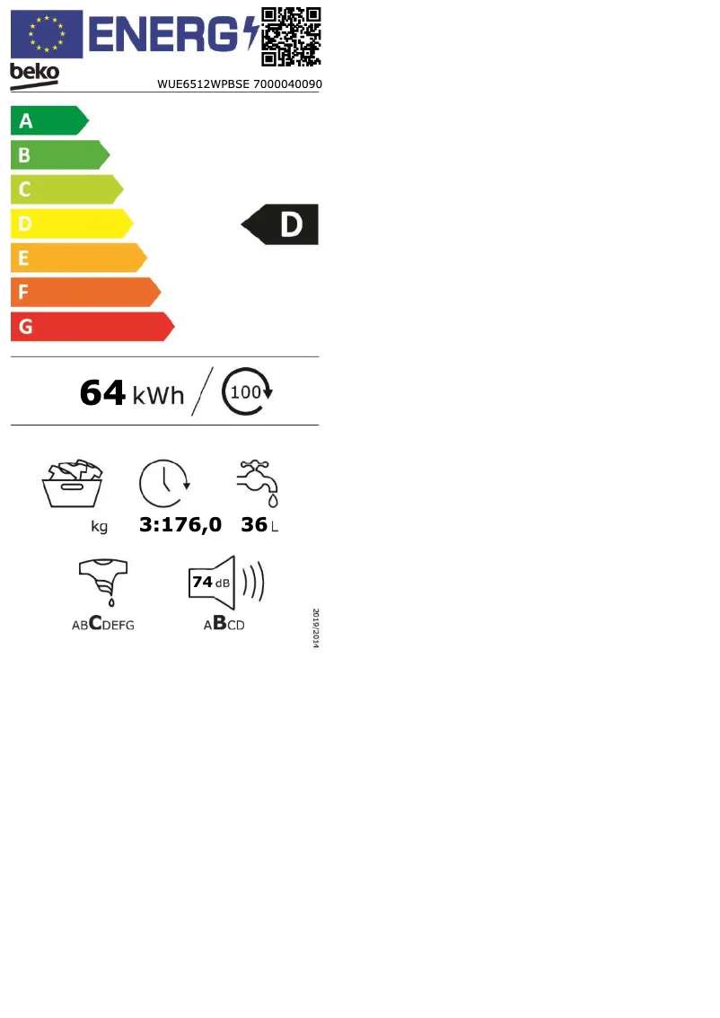 Image de la première page du manuel de l'appareil WUE6512WPBSE