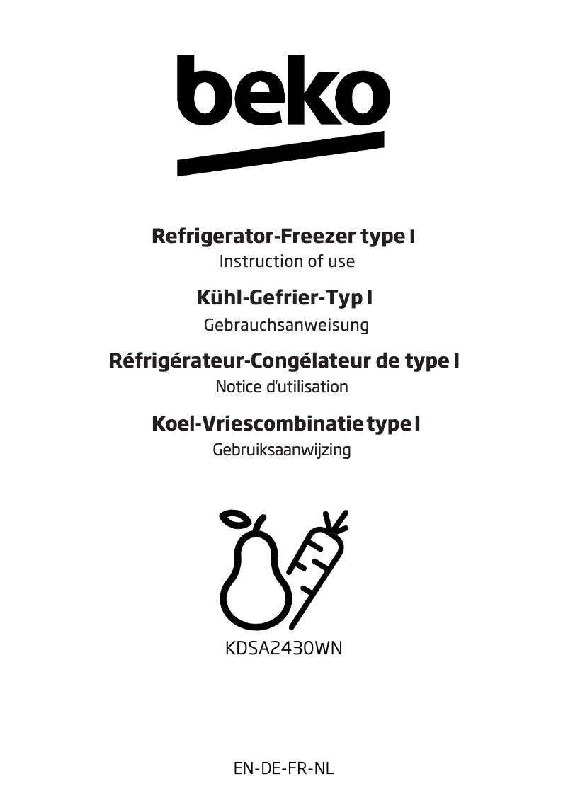 Page 1 de la notice Manuel utilisateur Beko KDSA2430WN