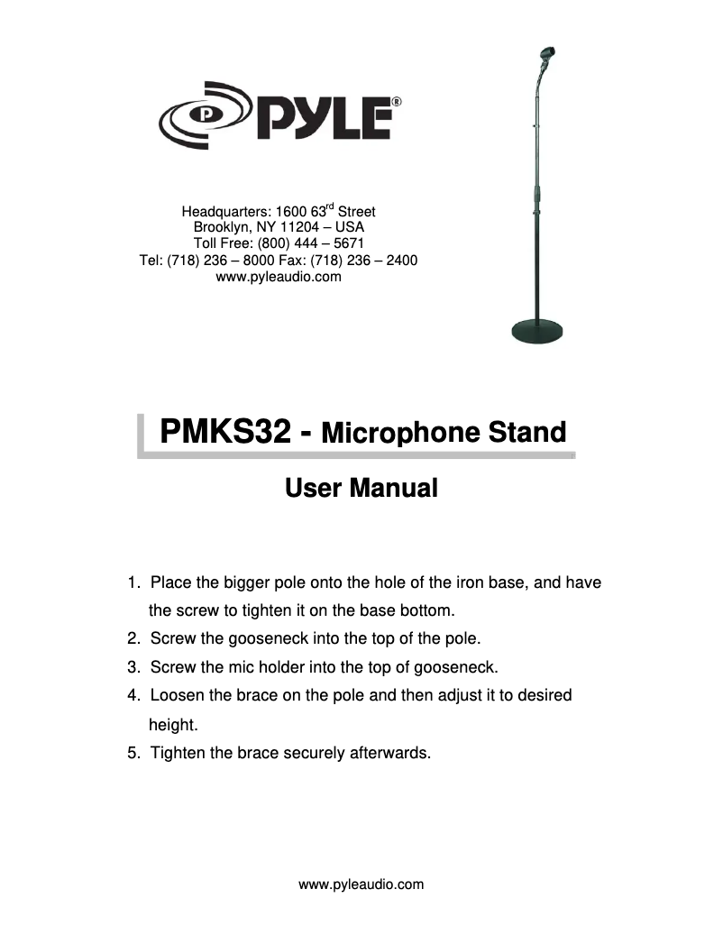 Page n°1 - Manuel utilisateur Pyle PMKS32
