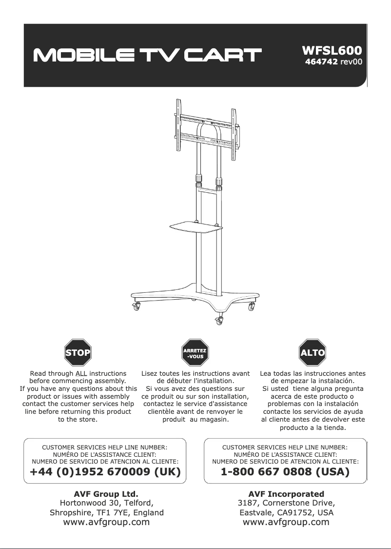 Page 1 de la notice Manuel utilisateur AVF WFSL600-A