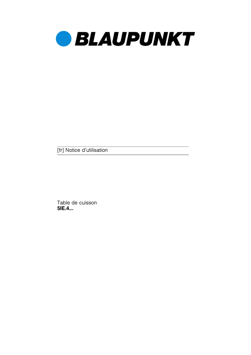 Page n°1 - Manuel utilisateur Blaupunkt 5IE 64351