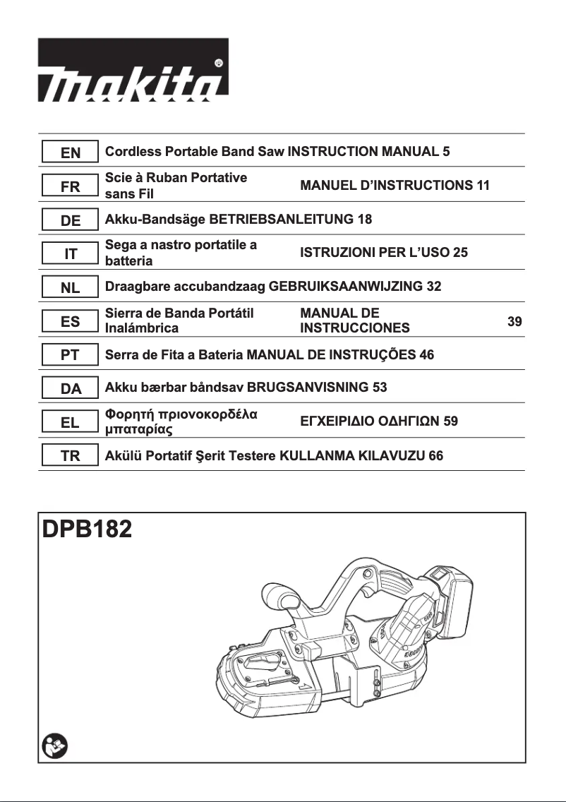 Page 1 de la notice Manuel utilisateur Makita DPB182Z