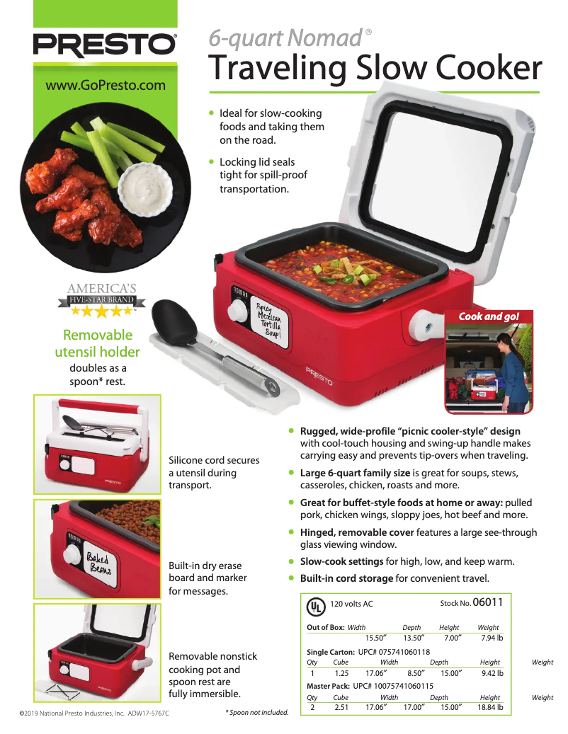 Page 1 de la notice Fiche technique Presto Nomad 06011