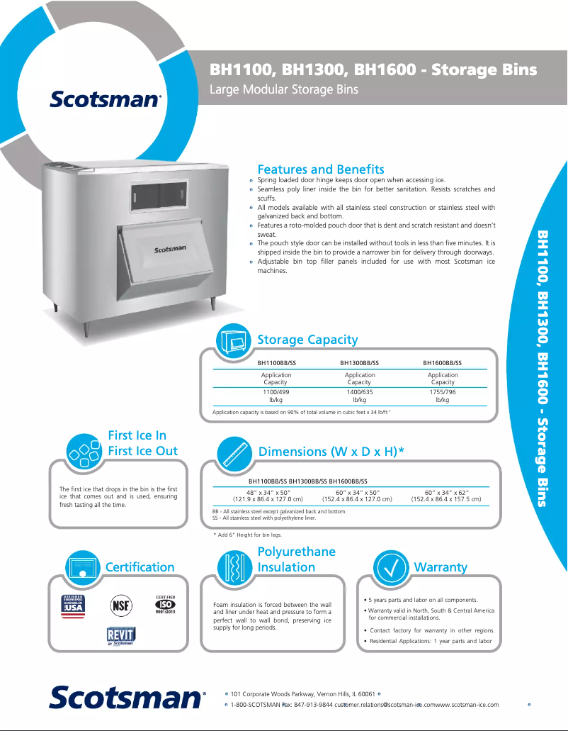 Page 1 de la notice Manuel utilisateur Scotsman BH1300