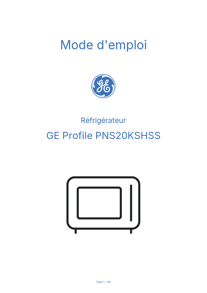 Image de la première page du manuel de l'appareil Profile PNS20KSHSS