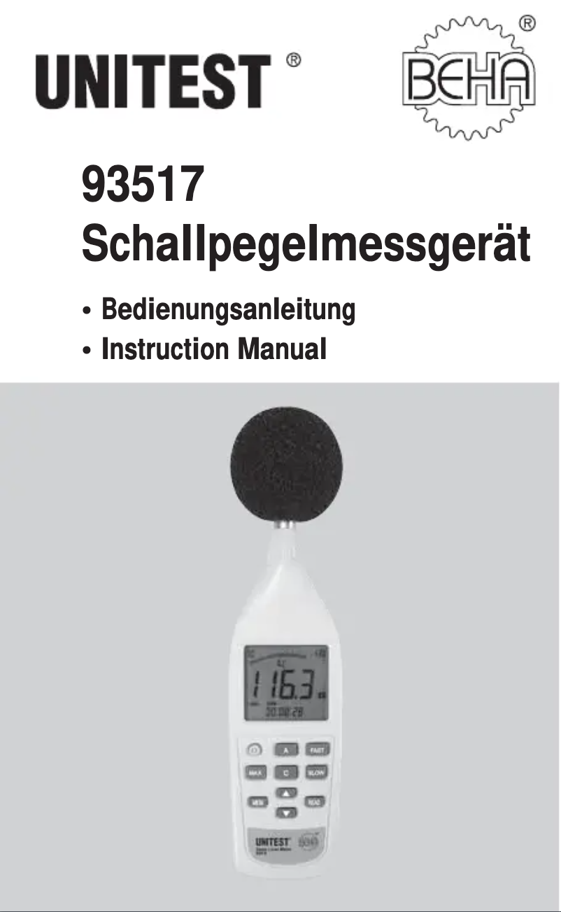 Page n°1 - Manuel utilisateur Beha-Amprobe Unitest 93517D