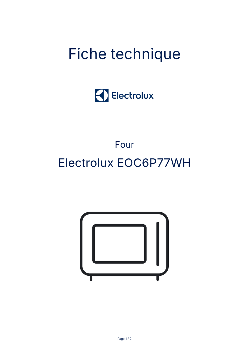 Page n°1 - Fiche technique Electrolux EOC6P77WH