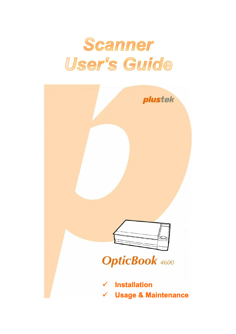 Page n°1 - Manuel utilisateur Plustek OpticBook 4600