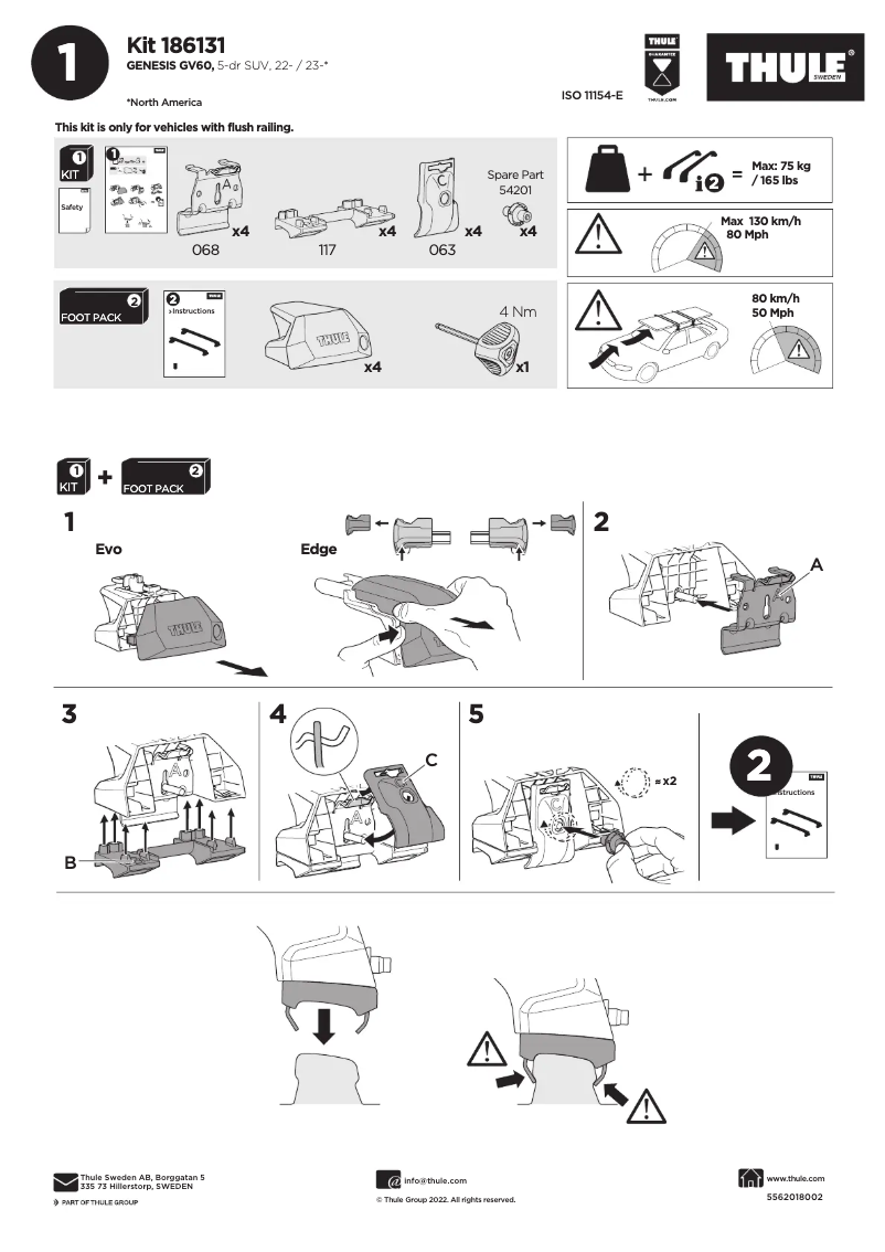 Page 1 de la notice Manuel utilisateur Thule Kit 186131