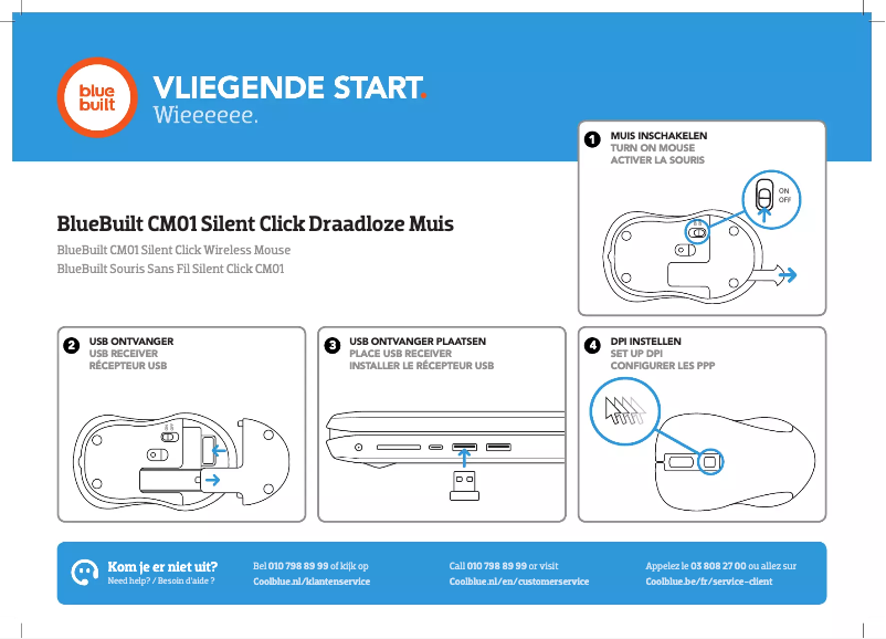 Page 1 de la notice Manuel utilisateur BlueBuilt CM01 Silent Click