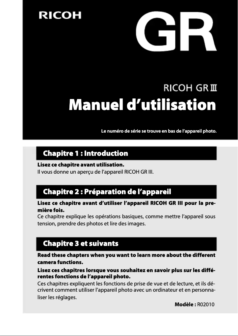 Page 1 de la notice Manuel utilisateur Ricoh GR III