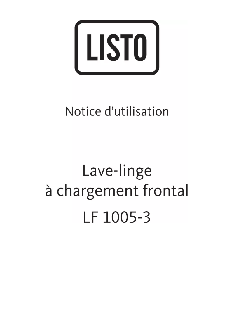 Page 1 de la notice Manuel utilisateur Listo LF 1005-3
