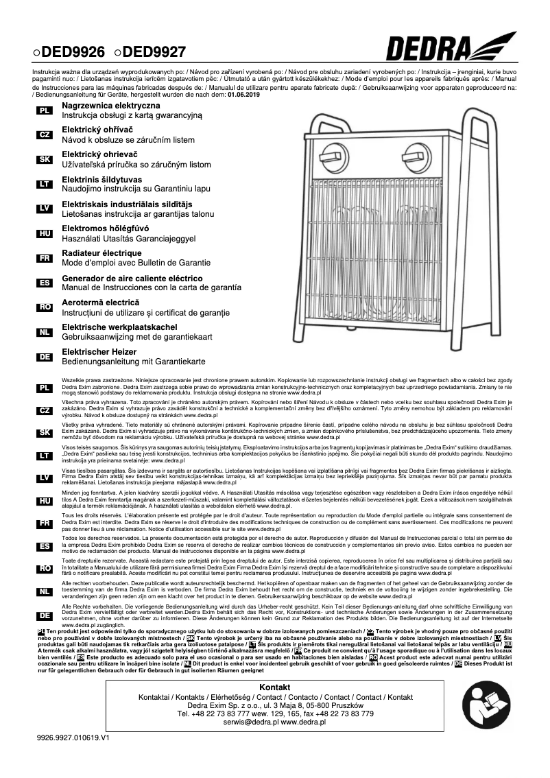 Page 1 de la notice Manuel utilisateur DEDRA DED9927