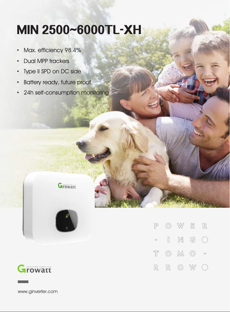 Page 1 de la notice Guide d'installation Growatt MIN 3000TL-XH