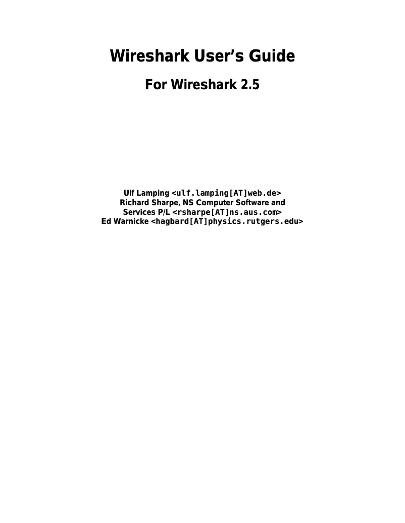 Page 1 de la notice Manuel utilisateur Wireshark 2.5
