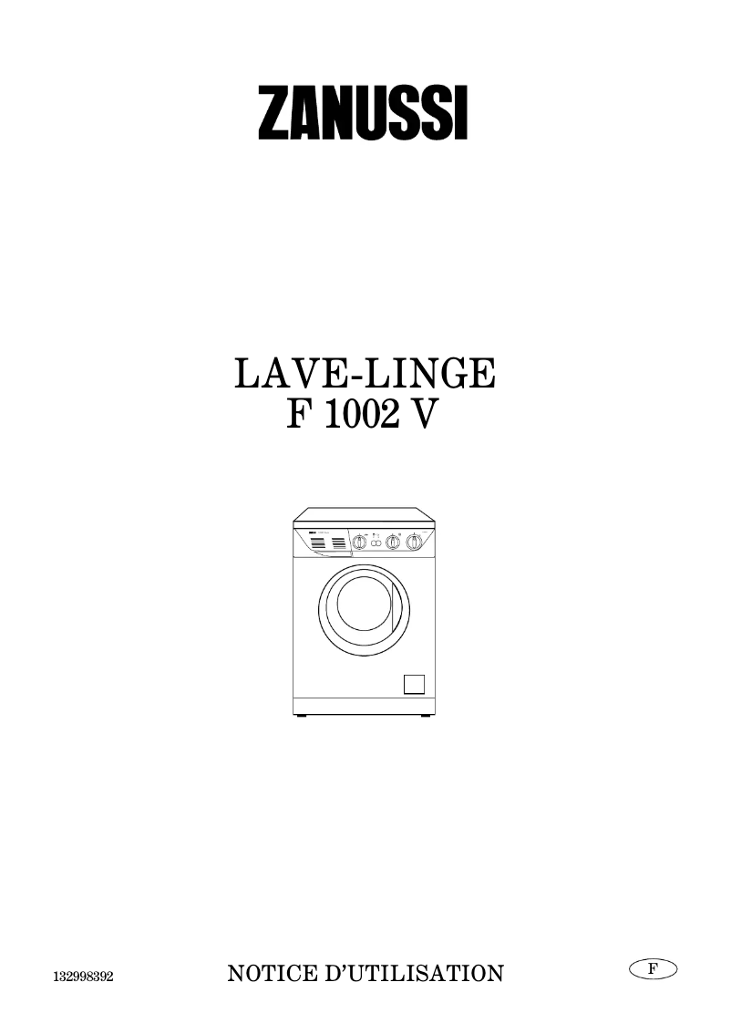 Page n°1 - Manuel utilisateur Zanussi F 1002 V