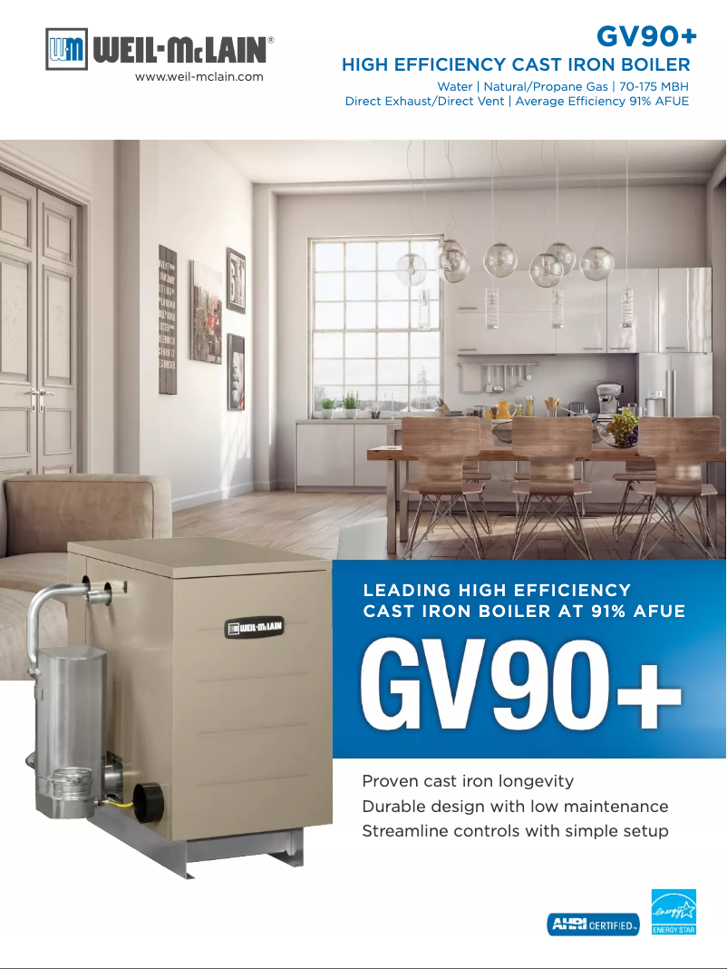 Page 1 de la notice Brochure Weil-McLain GV90+