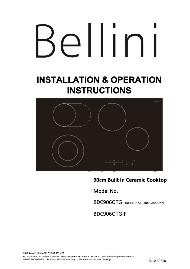 Page n°1 - Manuel utilisateur Bellini BDC906OTG