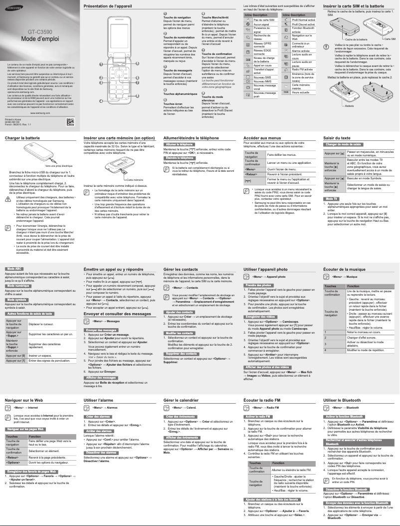Page n°1 - Manuel utilisateur Samsung GT-C3590