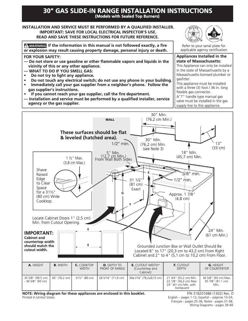 Page 1 de la notice Guide d'installation Electrolux EI30GS55JS