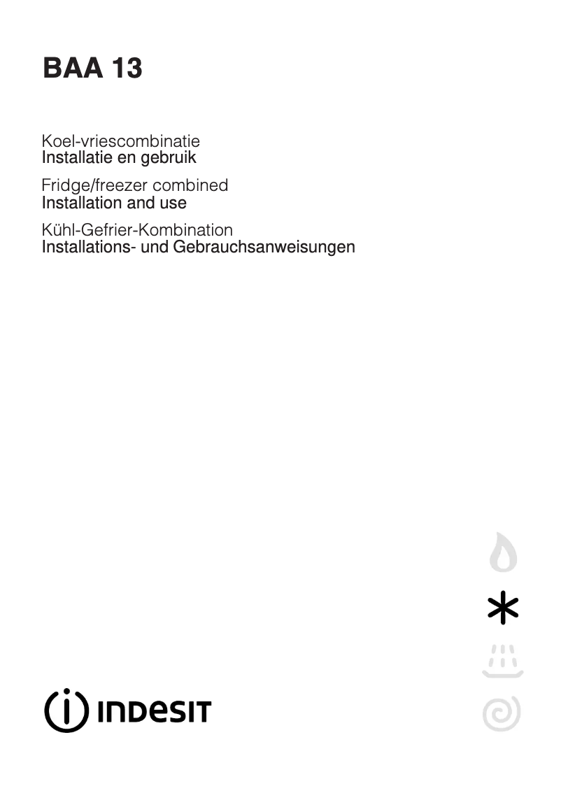 Page 1 de la notice Manuel utilisateur Indesit BAA 13