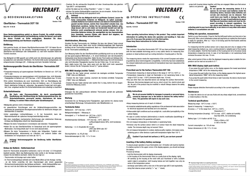 Page n°1 - Manuel utilisateur Voltcraft DOT-150