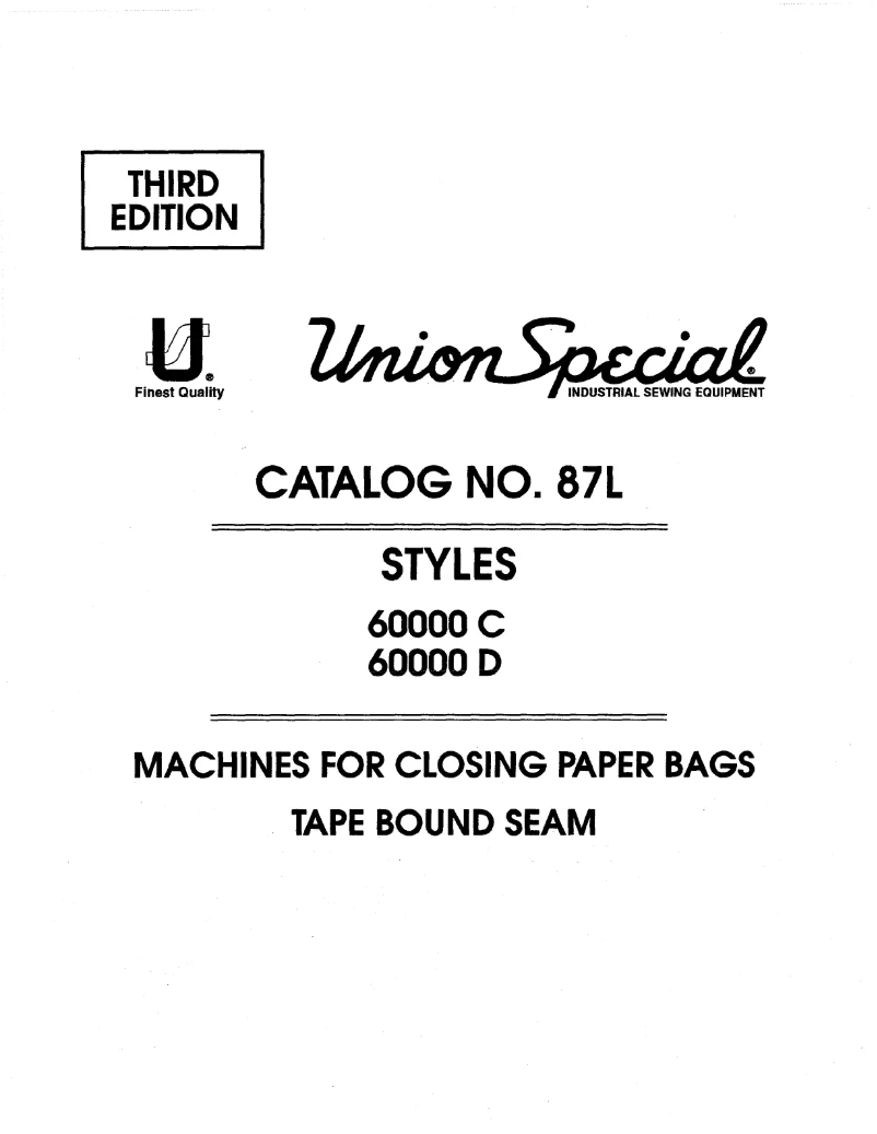 Page 1 de la notice Manuel utilisateur Union Special 60000 D