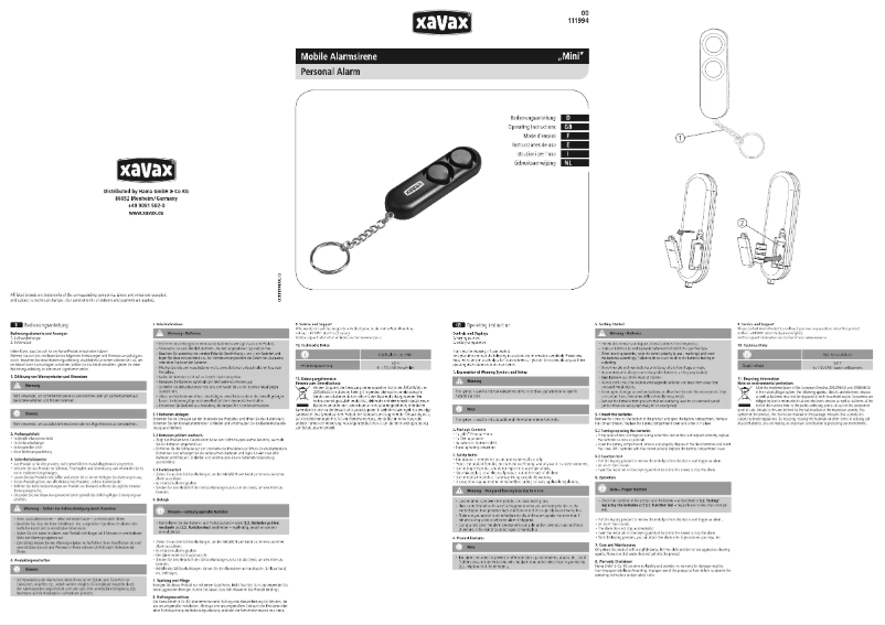 Page 1 de la notice Manuel utilisateur Xavax Mini 00111994