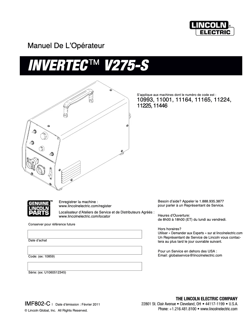 Imagen de la primera página del manual del dispositivo Invertec V275-S