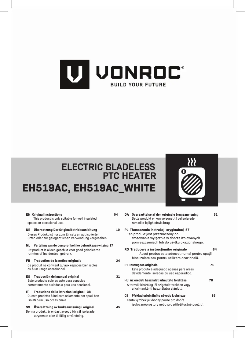 Page n°1 - Manuel utilisateur Vonroc EH519AC