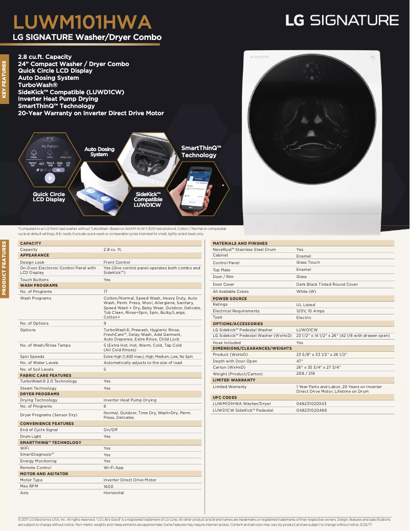 Image de la première page du manuel de l'appareil Signature LUWM101HWA