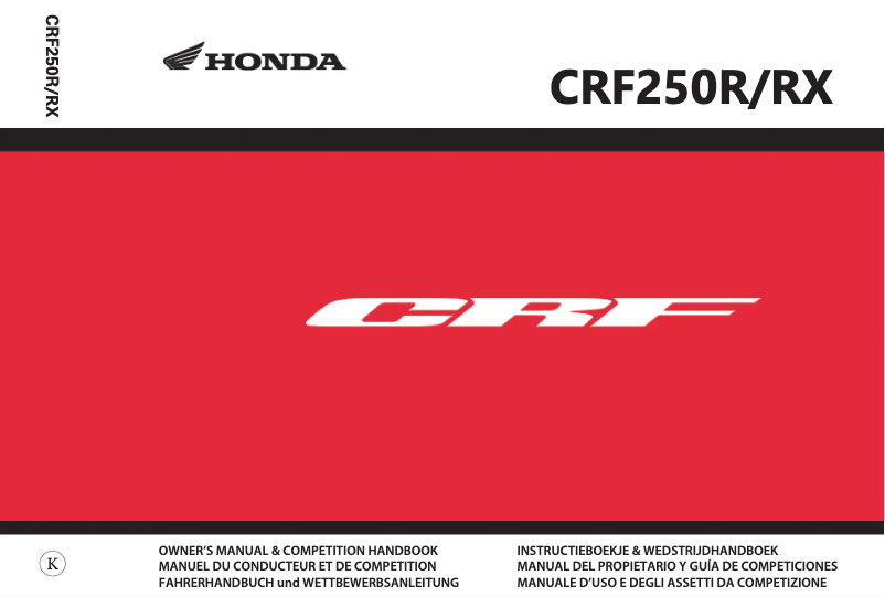 Page 1 de la notice Manuel utilisateur Honda CRF250R (2019)