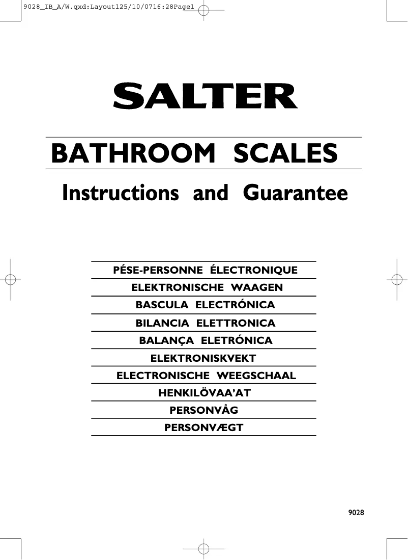 Page 1 de la notice Manuel utilisateur Salter 9028 SV3R09 Razor