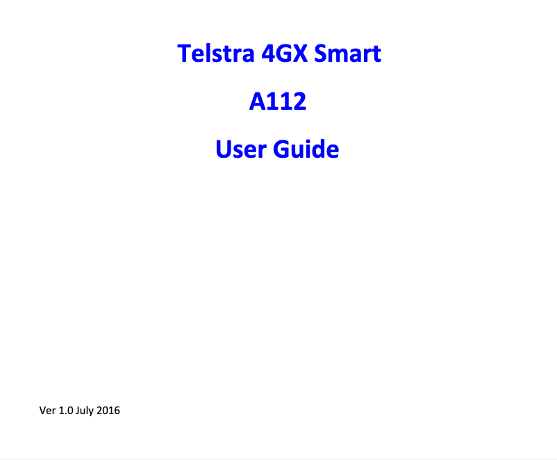 Image de la première page du manuel de l'appareil Telstra 4GX Smart