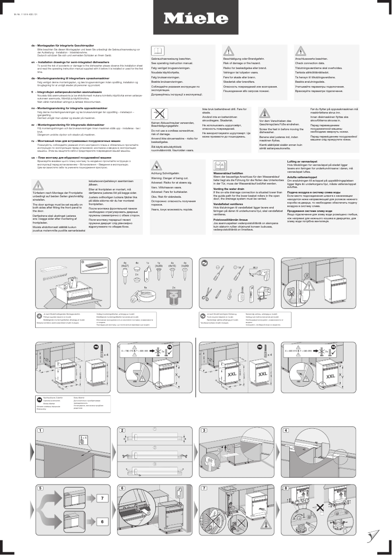 Page 1 de la notice Instructions / montage Miele G 7200 SCi