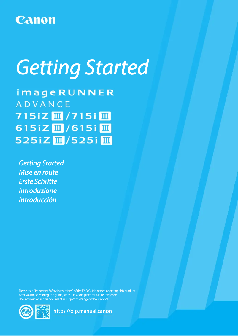 Image de la première page du manuel de l'appareil imageRUNNER ADVANCE 525i III
