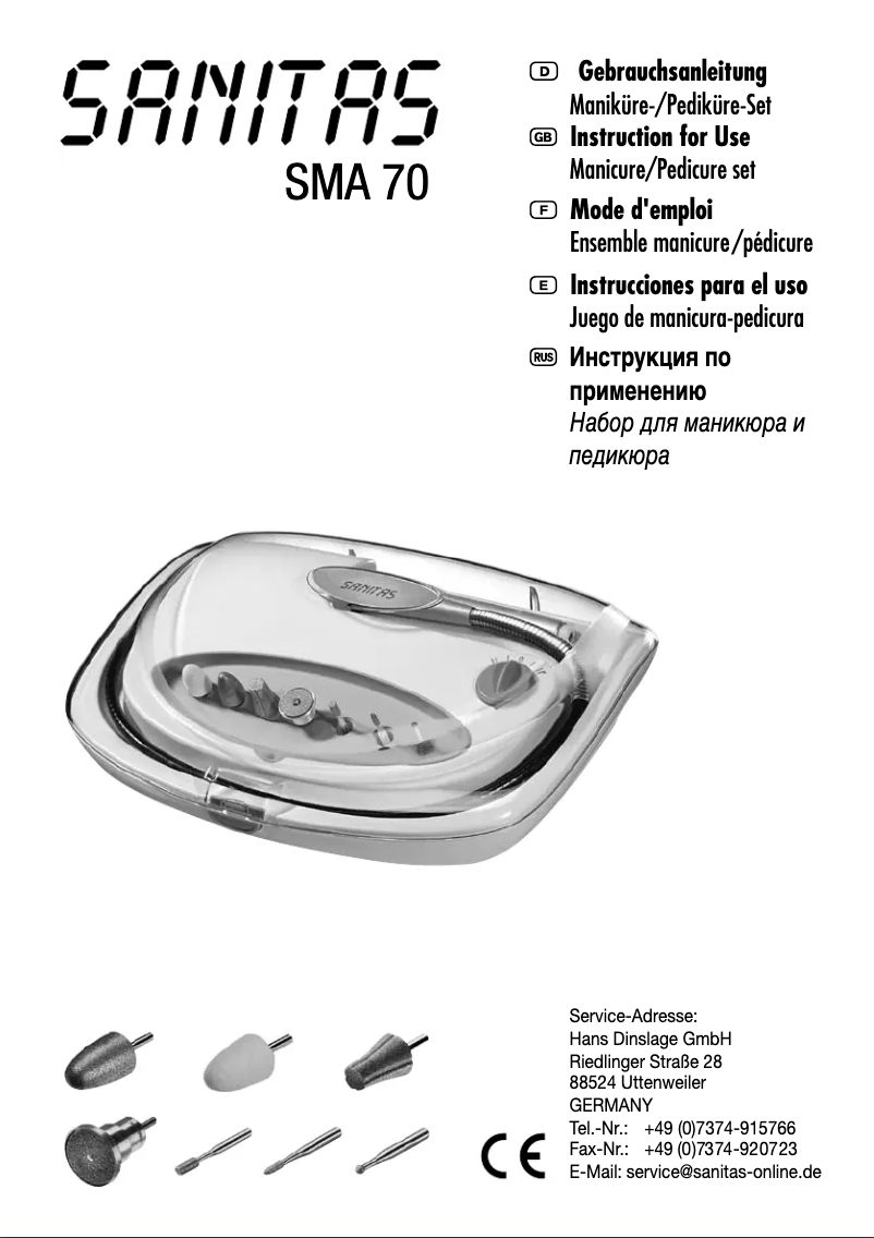 Page n°1 - Manuel utilisateur Sanitas SMA 70