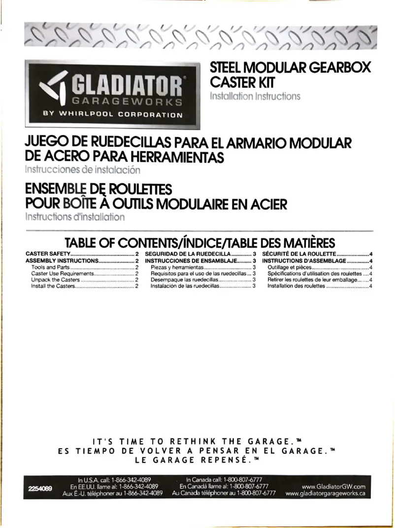 Page n°1 - Manuel utilisateur Gladiator Garageworks GACK04KDSX